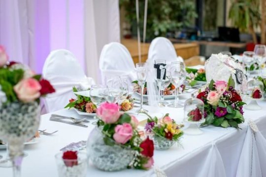 an elegant table setup for wedding event
