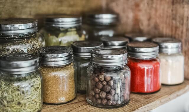 Mason Jars as storage for kitchen condiments